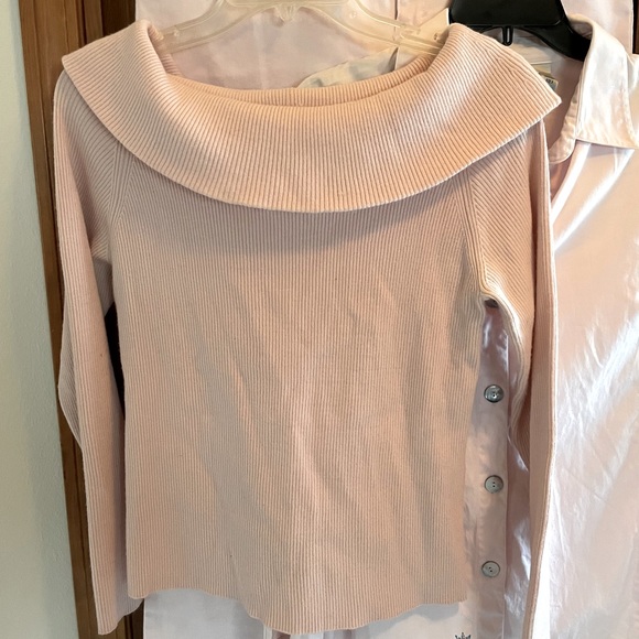 LOFT size XL wide cowl neck light pink sweater - Picture 1 of 4